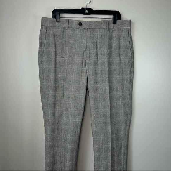 Bonobos Mens 36x32 Primo Chino Slim Fit Dress Trousers Grey Glen Plaid Workwear - Picture 1 of 13